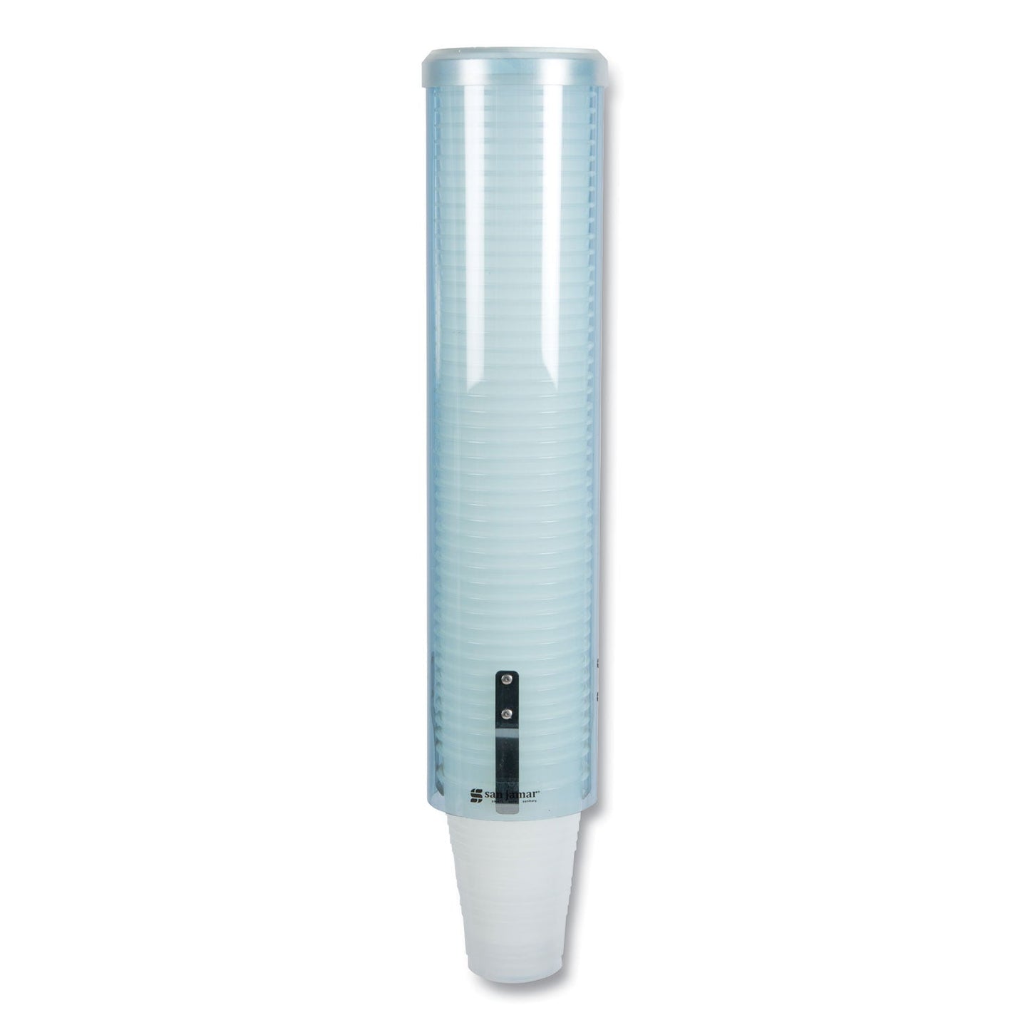 San Jamar Large Pull-Type Water Cup Dispenser, For 12 oz Cups, Translucent Blue