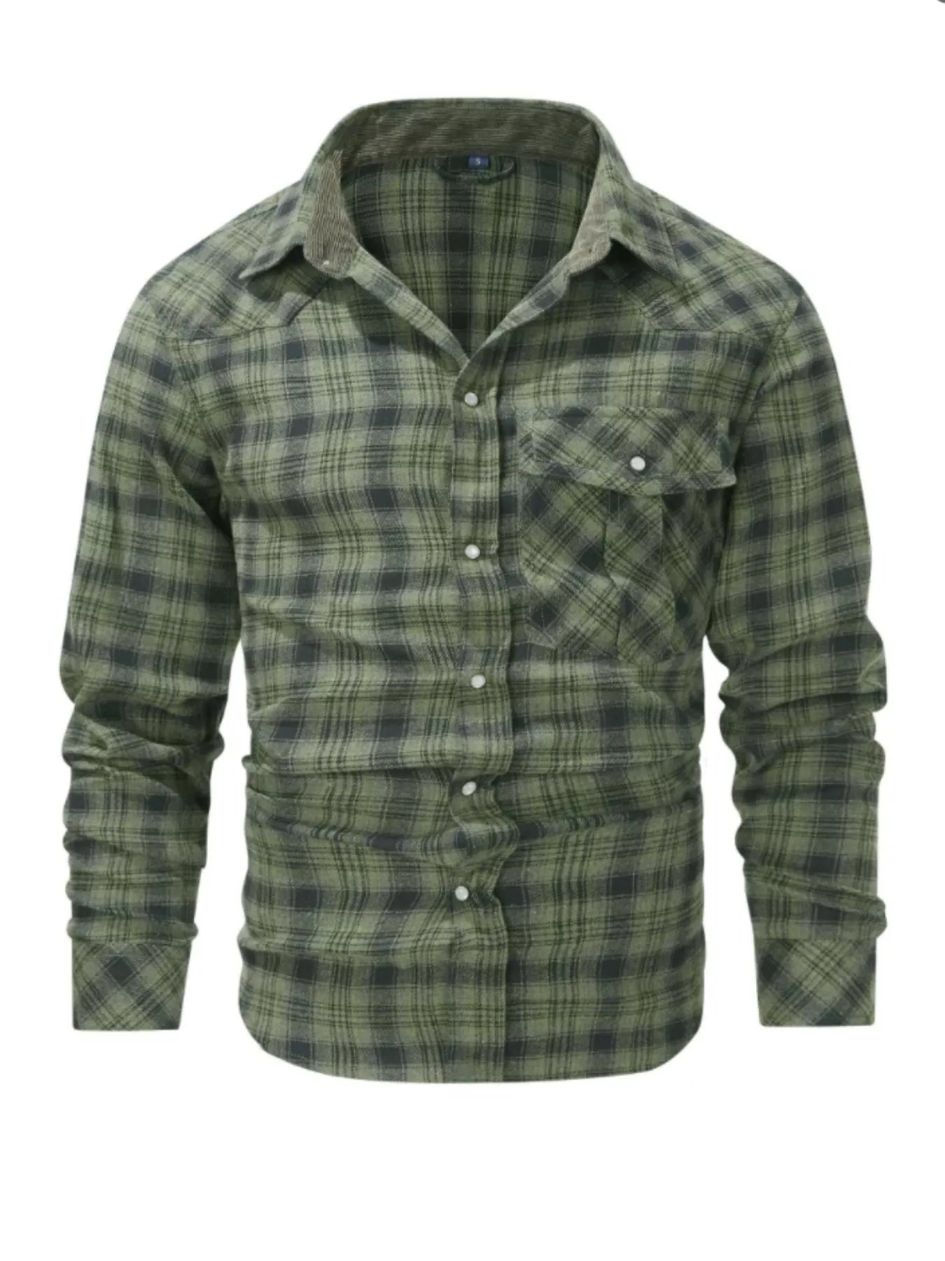 Men's Vintage Plaid Button Up Shirt