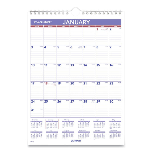 AT-A-GLANCE Monthly Wall Calendar with Ruled Daily Blocks, 8 x 11, White Sheets, 12-Month (Jan to Dec): 2023