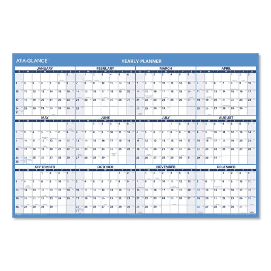 AT-A-GLANCE Horizontal Reversible/Erasable Wall Planner, 48 x 32, White/Blue Sheets, 12-Month (Jan to Dec): 2023
