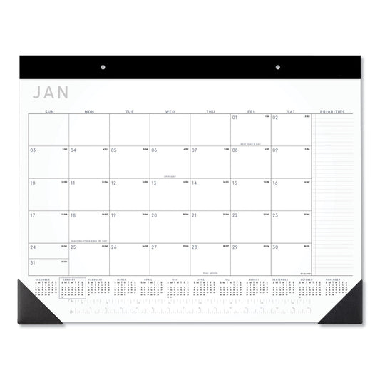 AT-A-GLANCE Contemporary Monthly Desk Pad, 22 x 17, White Sheets, Black Binding/Corners,12-Month (Jan to Dec): 2023