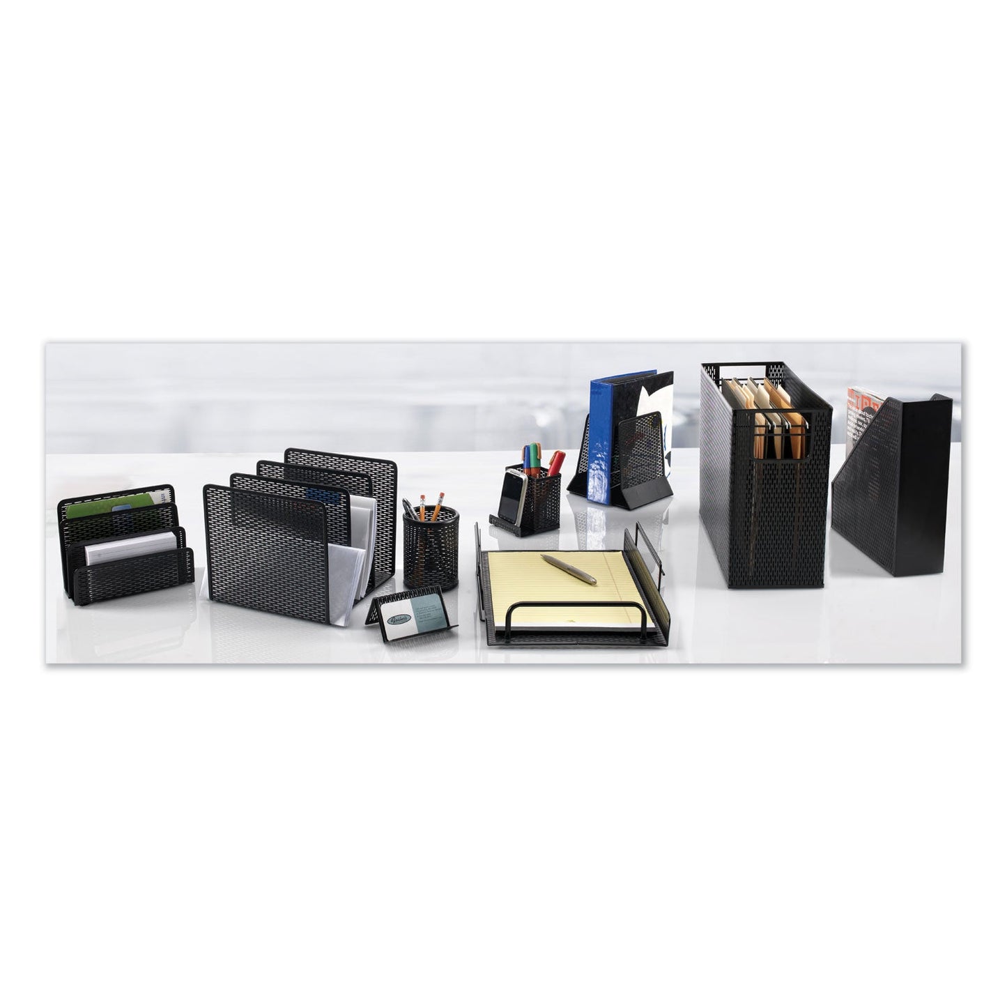 Artistic Urban Collection Punched Metal Letter Tray, 1 Section, Letter Size Files, 10" x 13.75" x 3.5", Black