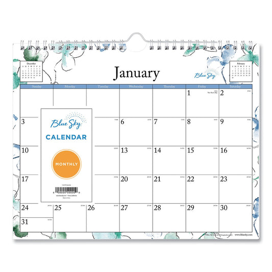 Blue Sky Lindley Wall Calendar, Lindley Floral Artwork, 11 x 8.75, White/Multicolor Sheets, 12-Month (Jan to Dec): 2023