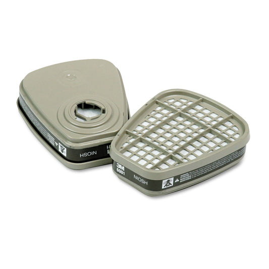 3M 6001 Respirator Cartridge for Certain Organic Vapors, 2/Pack