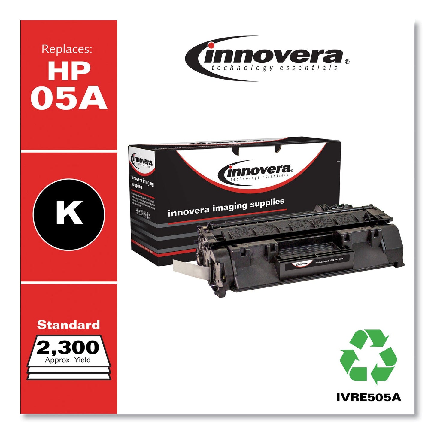 Innovera Remanufactured Black Toner, Replacement for 05A (CE505A), 2,300 Page-Yield