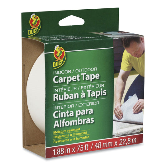 Duck Carpet Tape, 3" Core, 1.88" x 75 ft, White