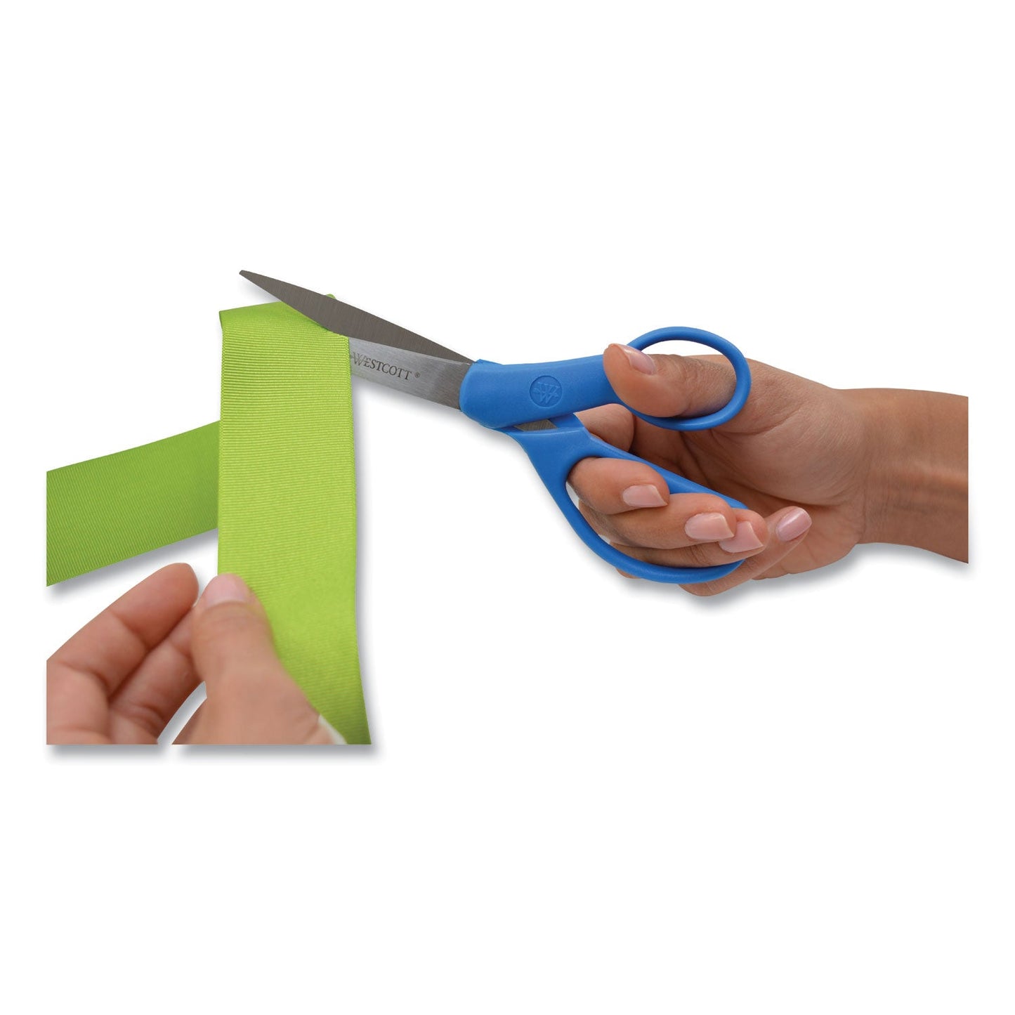 Westcott Preferred Line Stainless Steel Scissors, 7" Long, 3.25" Cut Length, Blue Offset Handle