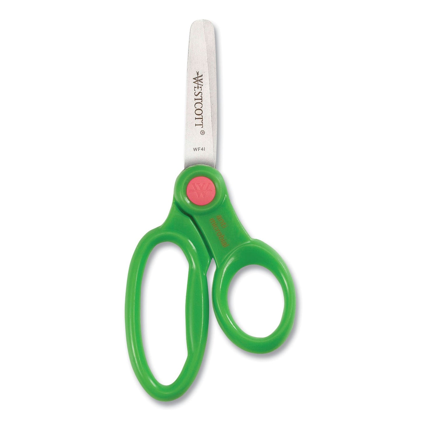Westcott Kids' Scissors with Antimicrobial Protection, Rounded Tip, 5" Long, 2" Cut Length, Assorted Straight Handles, 12/Pack