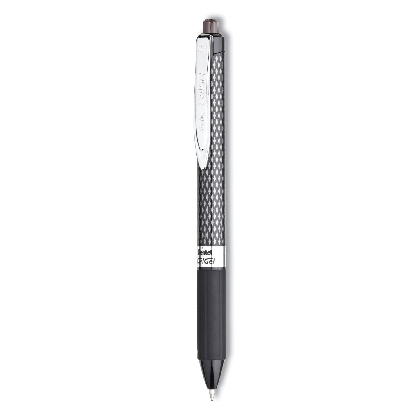 Pentel Oh! Gel Pen, Retractable, Medium 0.7 mm, Black Ink, Black Barrel, Dozen