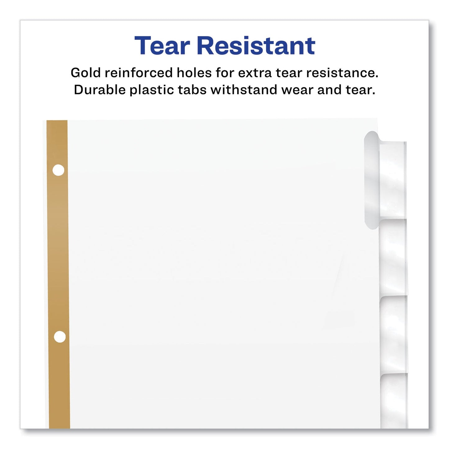 Avery Insertable Big Tab Dividers, 8-Tab, Double-Sided Gold Edge Reinforcing, 11 x 8.5, White, Clear Tabs, 1 Set