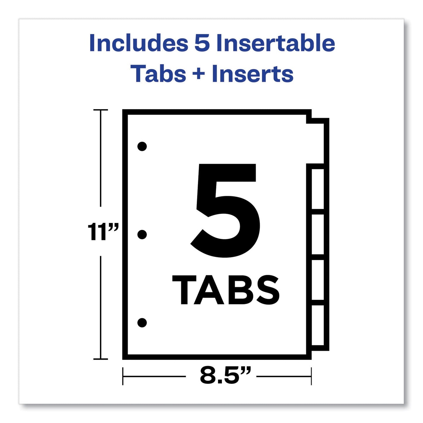Avery Insertable Big Tab Dividers, 5-Tab, Double-Sided Gold Edge Reinforcing, 11 x 8.5, White, Clear Tabs, 1 Set