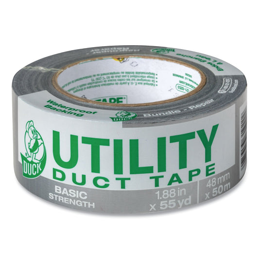 Duck Utility Duct Tape, 3" Core, 1.88" x 55 yds, Silver