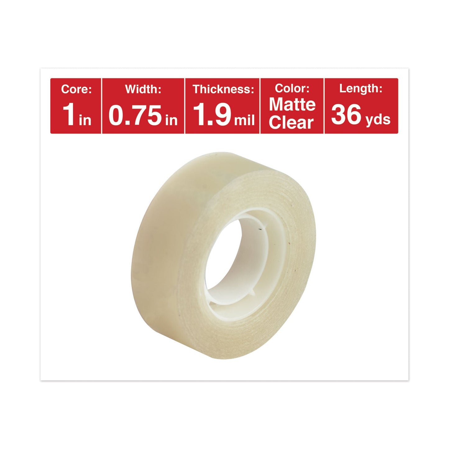 Universal Invisible Tape, 1" Core, 0.75" x 36 yds, Clear