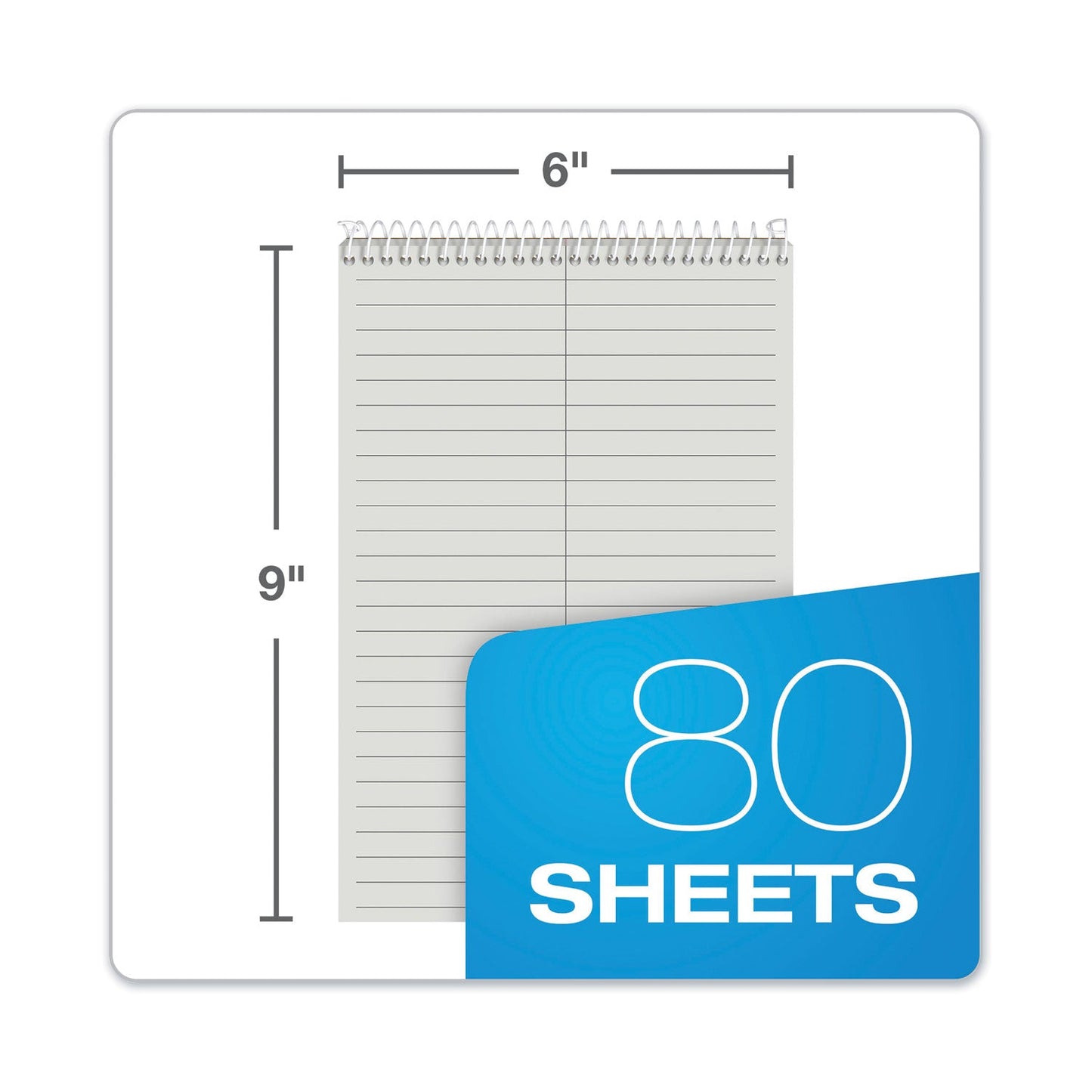TOPS Prism Steno Pads, Gregg Rule, Gray Cover, 80 Gray 6 x 9 Sheets, 4/Pack
