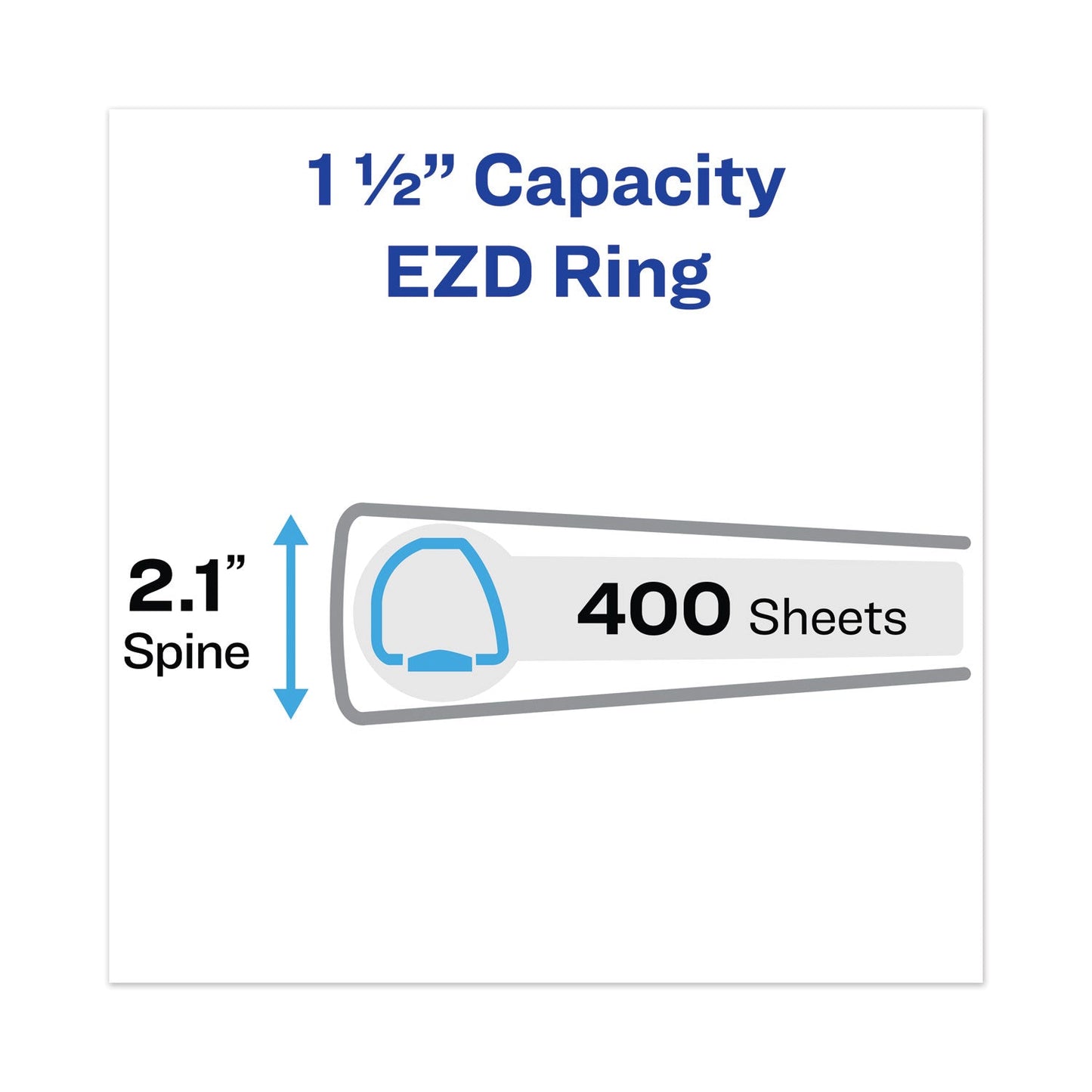 Avery Heavy-Duty View Binder with DuraHinge and One Touch EZD Rings, 3 Rings, 1.5" Capacity, 11 x 8.5, Pacific Blue