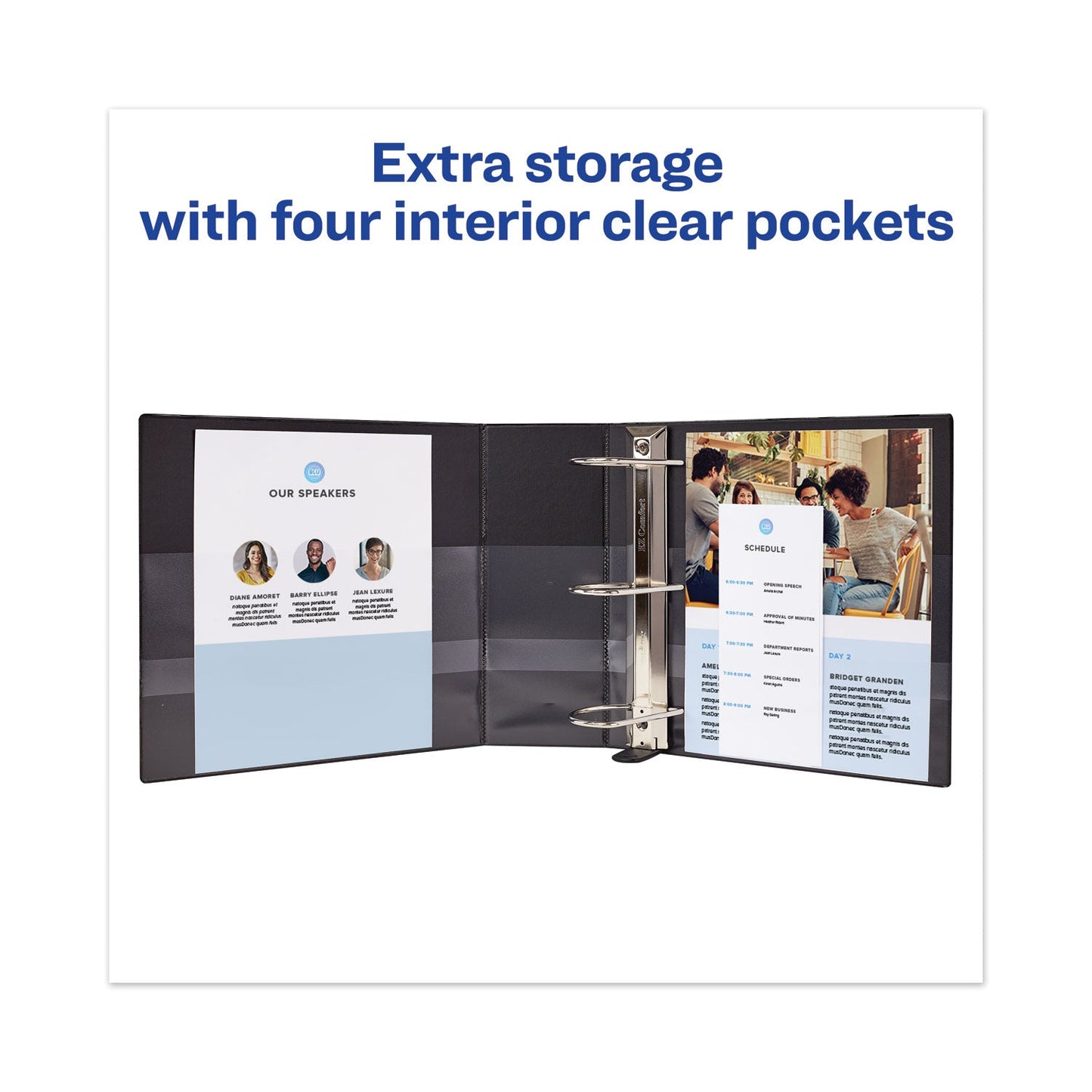 Avery Heavy-Duty View Binder with DuraHinge and Locking One Touch EZD Rings, 3 Rings, 5" Capacity, 11 x 8.5, Navy Blue