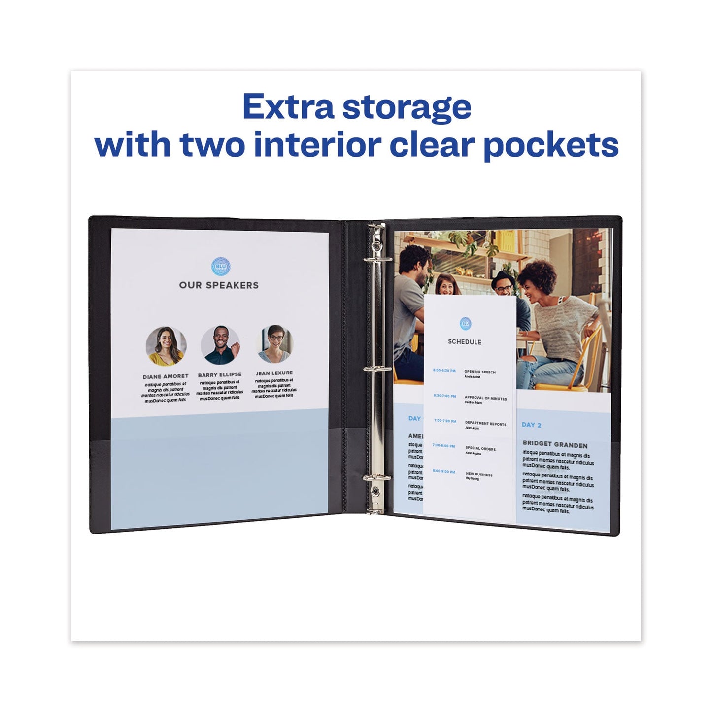 Avery Framed View Heavy-Duty Binders, 3 Rings, 1" Capacity, 11 x 8.5, Navy Blue