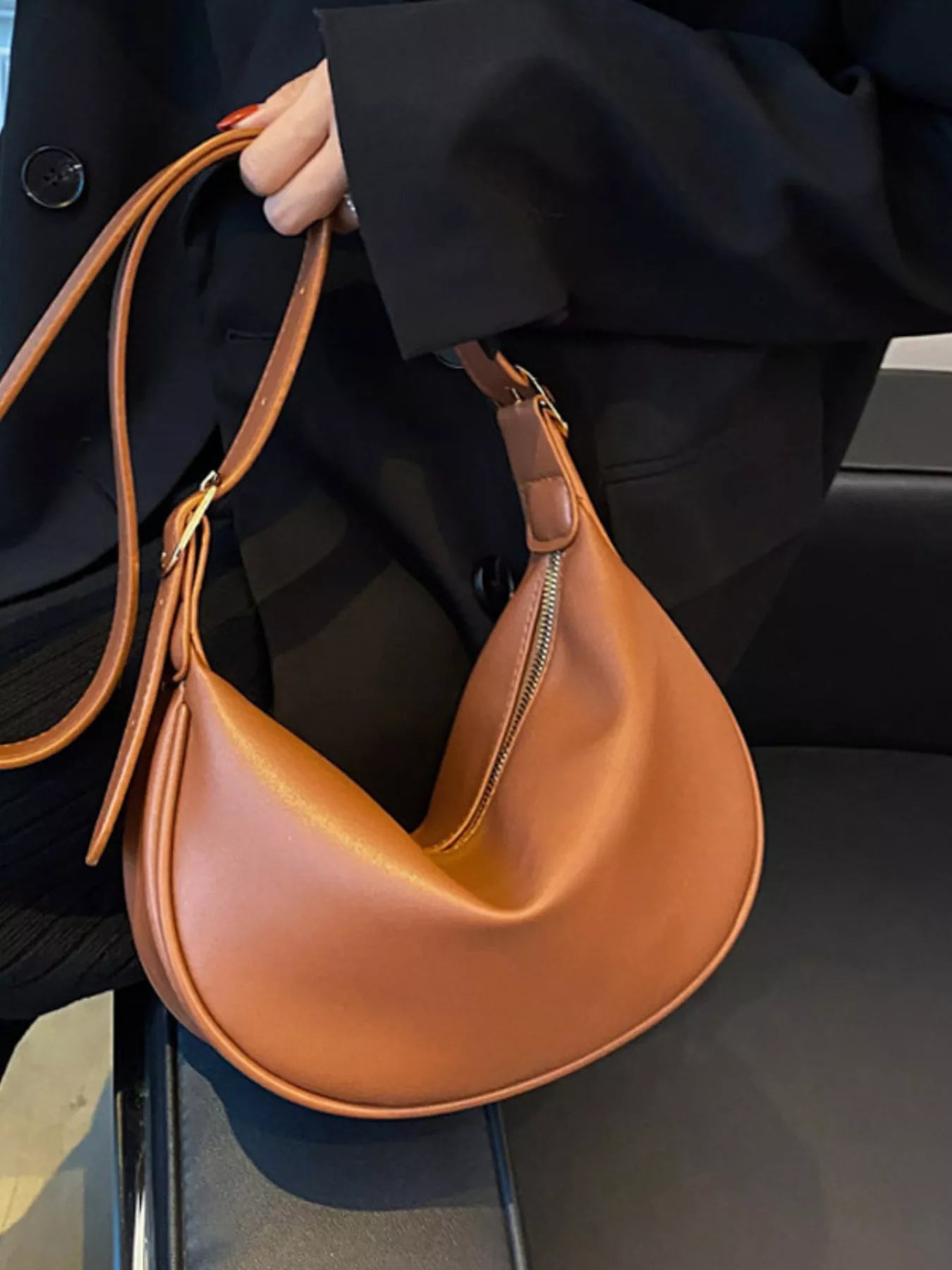 Adjustable Strap Crescent Crossbody Bag