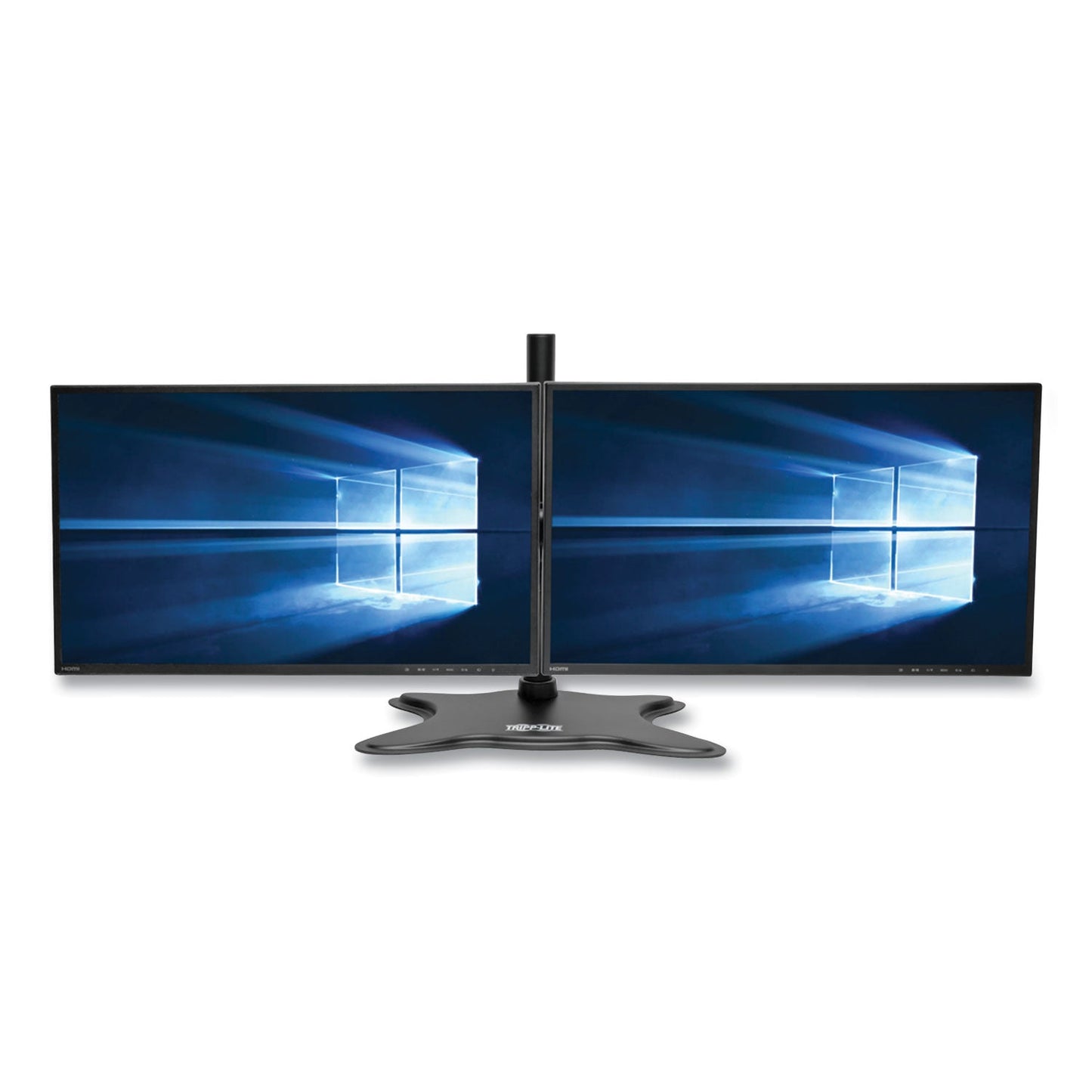 Tripp Lite Dual Desktop Monitor Stand, For 13" to 27" Monitors, 31.69" x 10" x 18.11", Black, Supports 26 lb