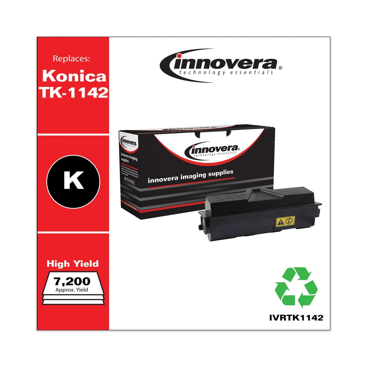 Innovera Remanufactured Black High-Yield Toner, Replacement for TK-1142, 7,200 Page-Yield
