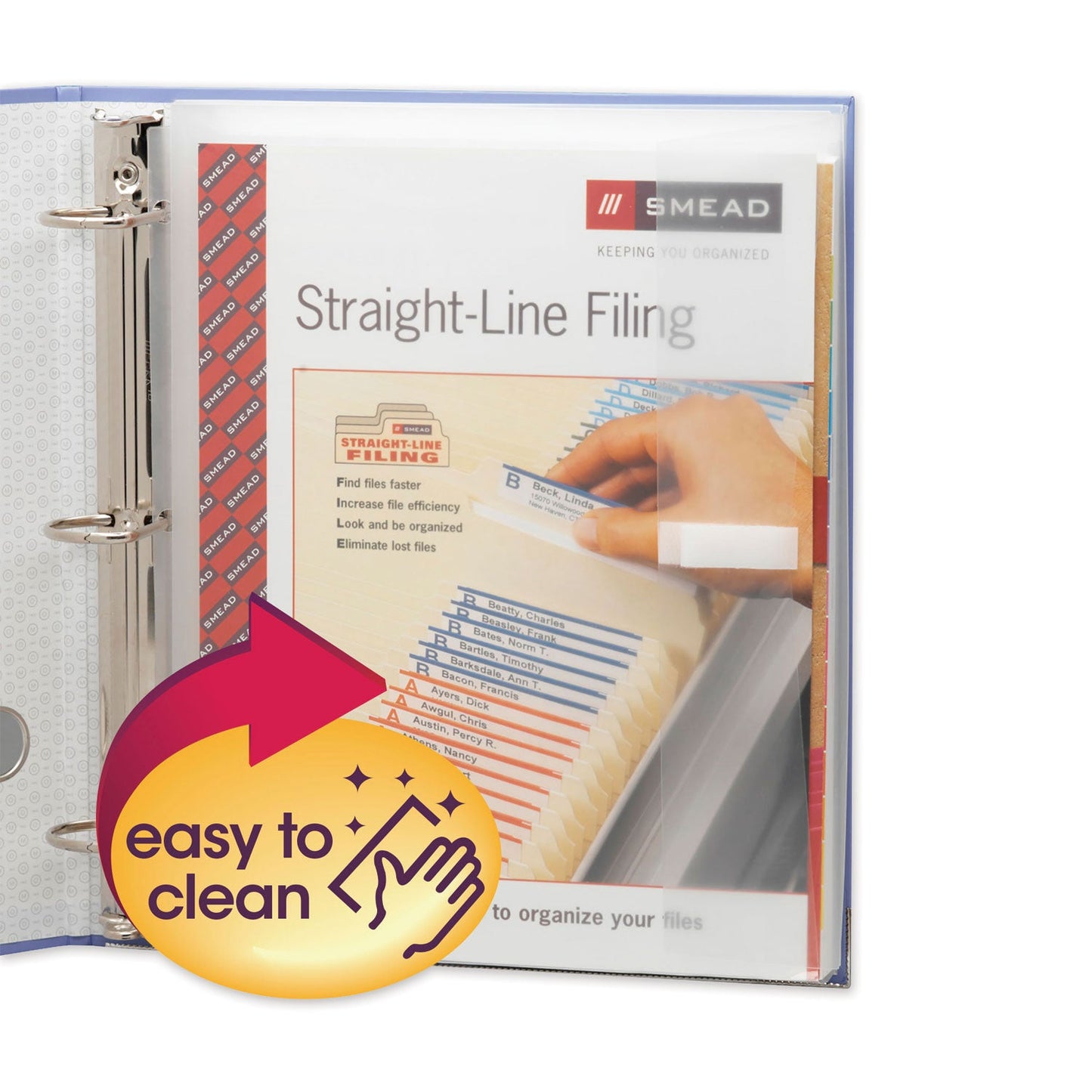 Smead Poly Ring Binder Pockets, 9 x 11.5, Clear, 3/Pack