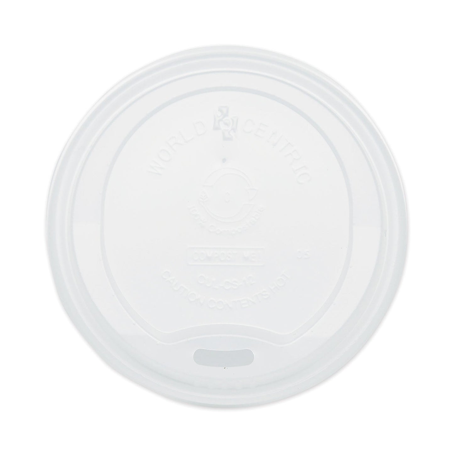 World Centric PLA Lids for Hot Cups, Fits 10 oz to 20 oz Cups, White, 1,000/Carton