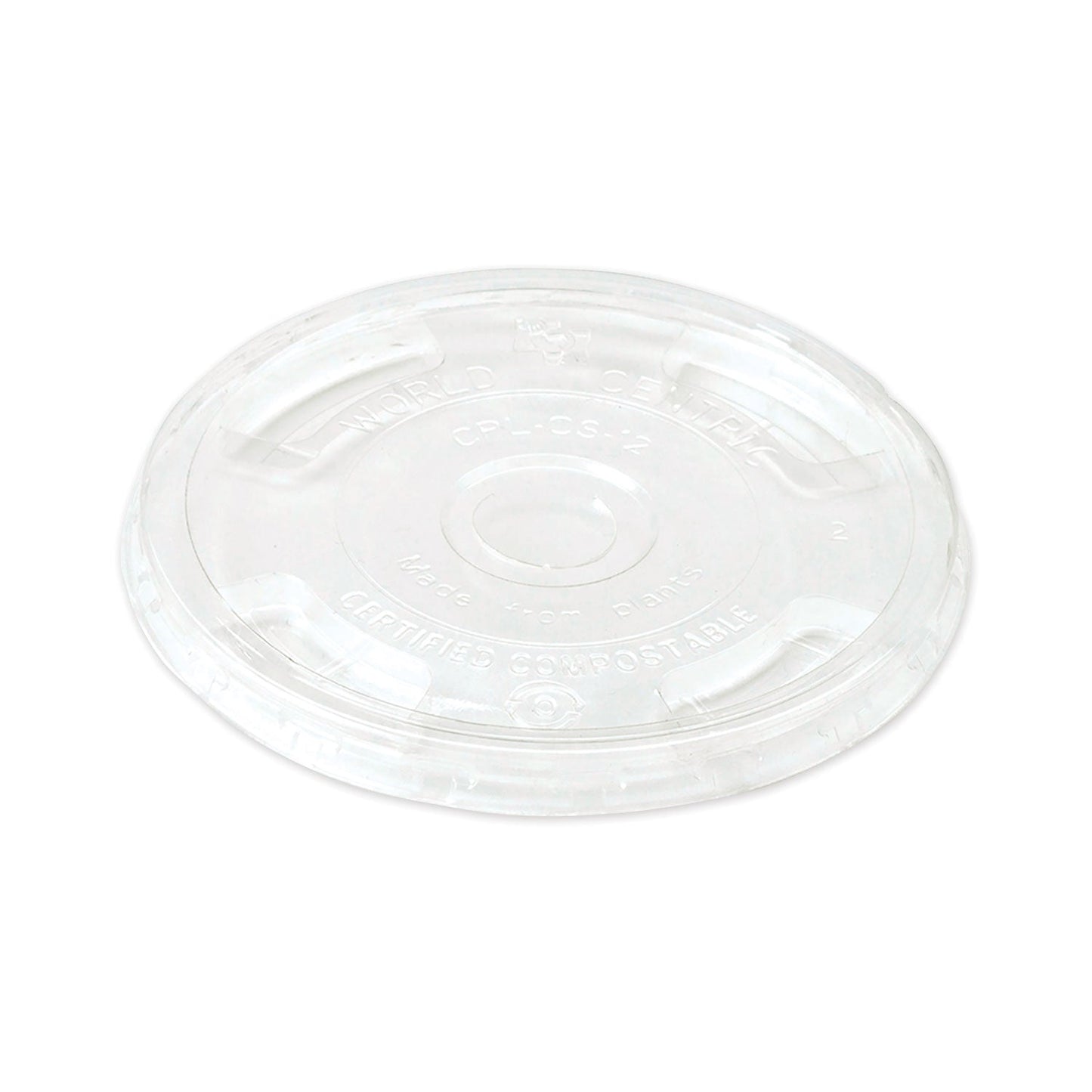 World Centric PLA Clear Cold Cup Lids, Flat Lid, Fits 9 oz to 24 oz Cups, 1,000/Carton