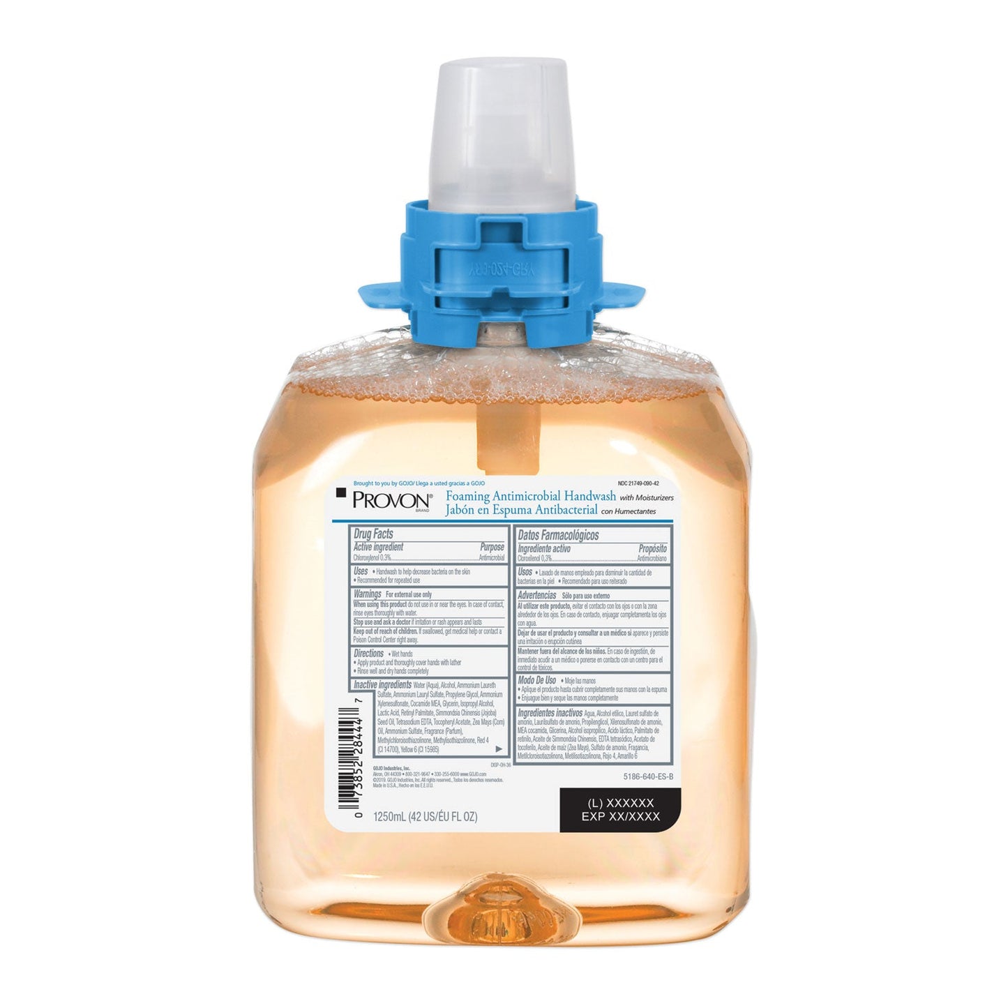 PROVON Foam Antimicrobial Handwash, Moisturizer, FMX-12 Dispenser, Light Fruity, 1,250 mL Refill, 4/Carton