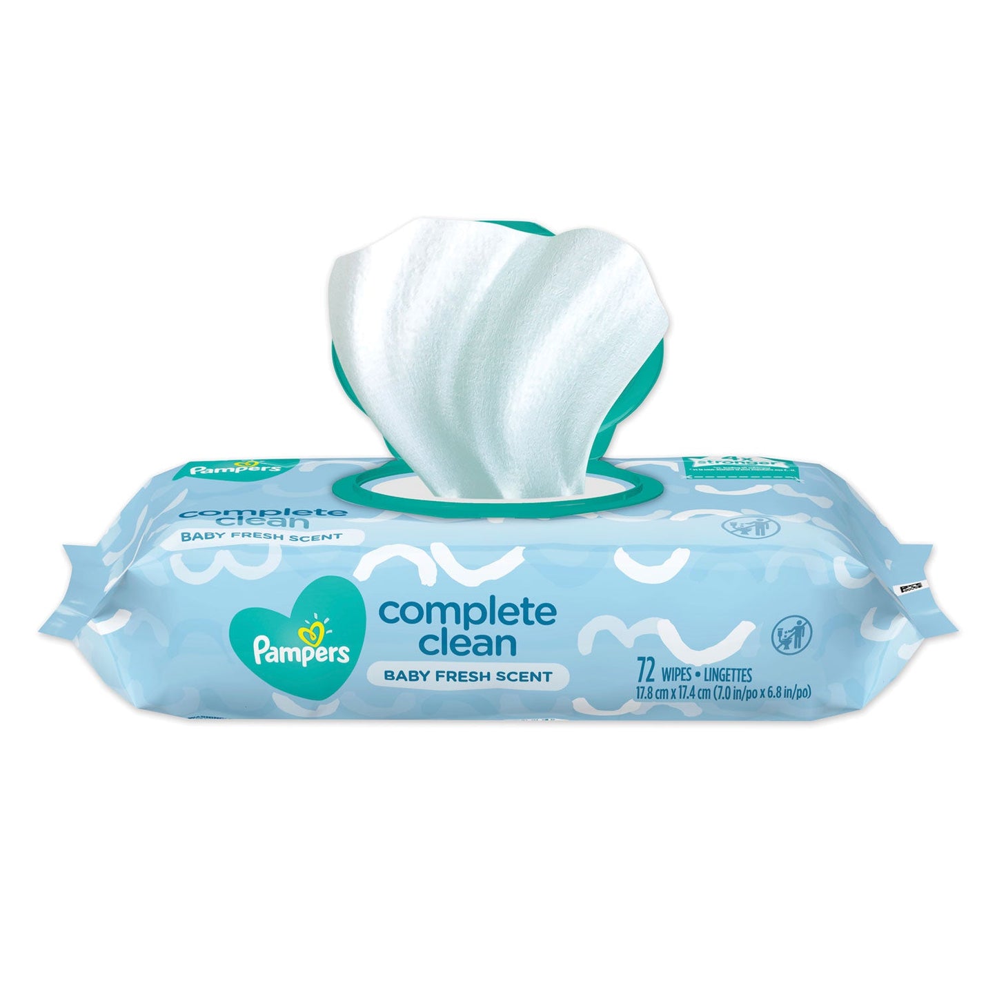 Pampers Complete Clean Baby Wipes, 1-Ply, Baby Fresh, 72 Wipes/Pack, 8 Packs/Carton