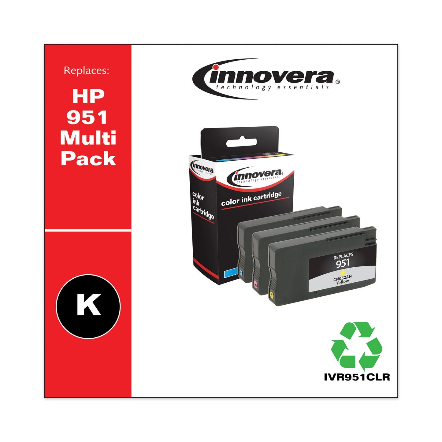 Innovera Remanufactured Cyan/Magenta/Yellow Ink, Replacement for 951 (CN050AN/CN051AN/CN052AN), 700 Page-Yield