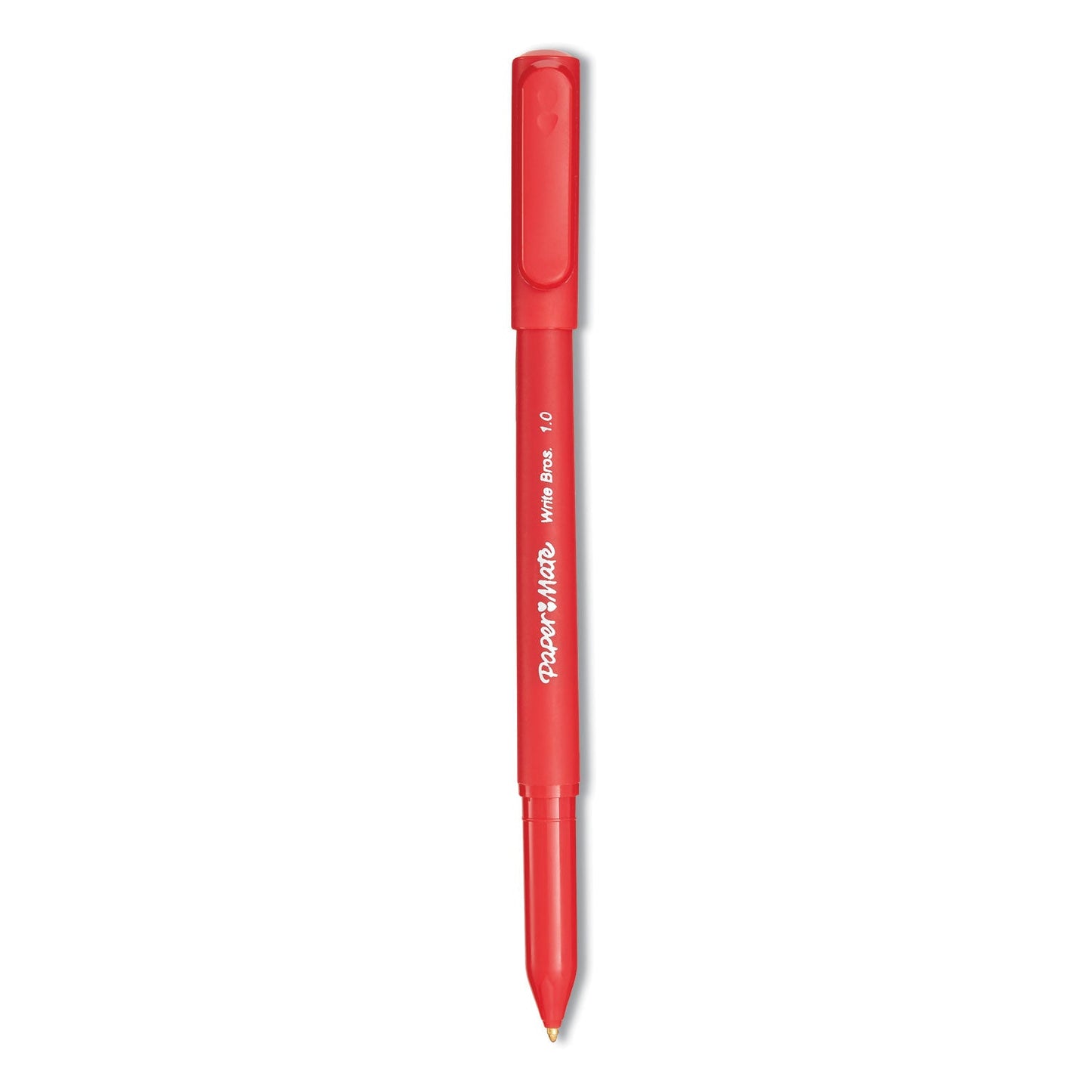 Paper Mate Write Bros. Ballpoint Pen, Stick, Medium 1 mm, Red Ink, Red Barrel, Dozen