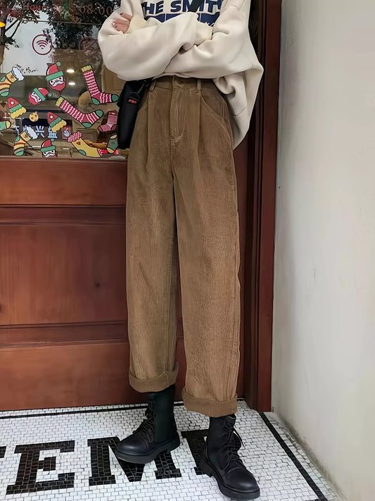 Full Size Vintage Corduroy Wide Leg Pants Plus Size
