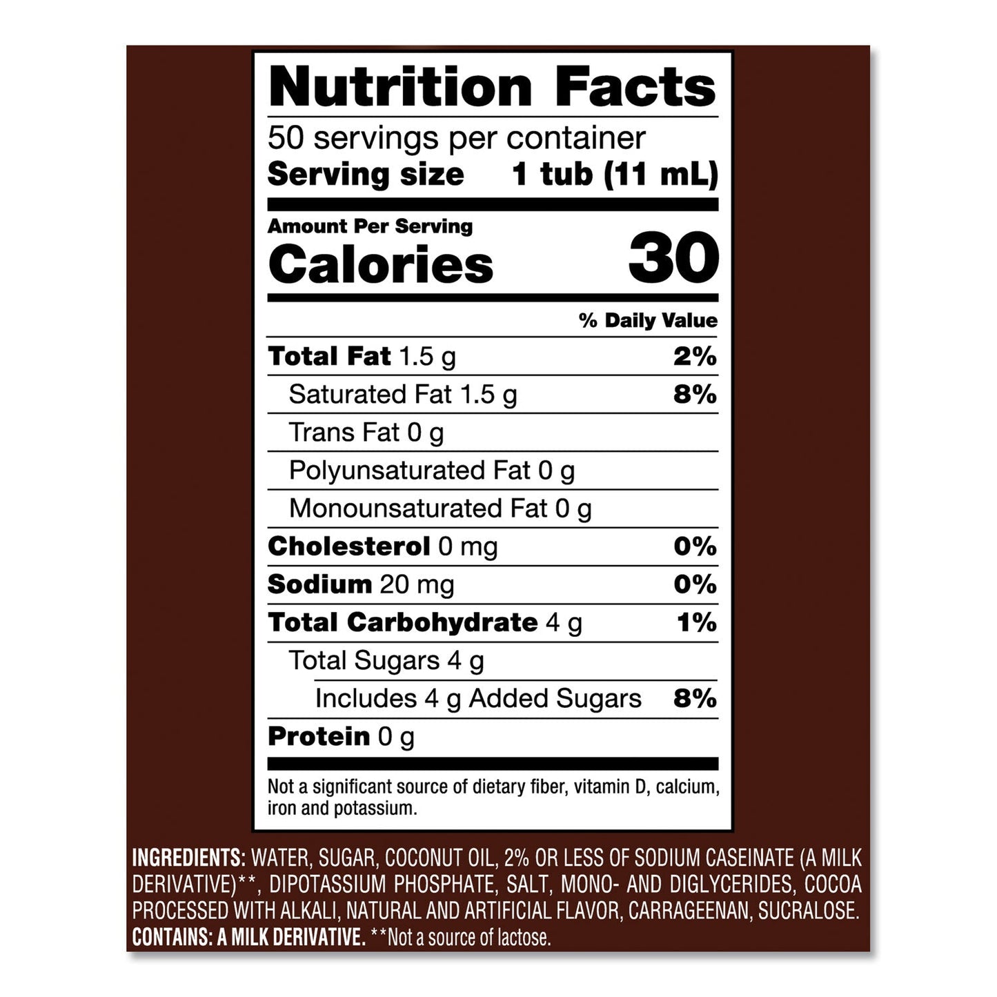 Coffee mate Liquid Coffee Creamer, Snickers, 0.38 oz Mini Cups, 50 Cups/Box