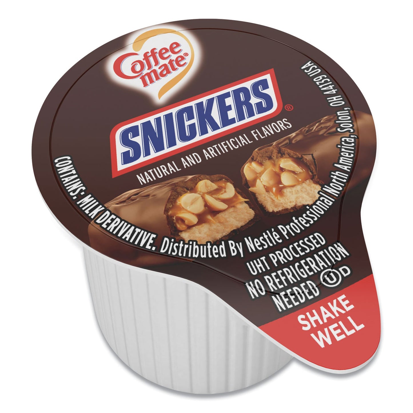 Coffee mate Liquid Coffee Creamer, Snickers, 0.38 oz Mini Cups, 200 Cups/Carton