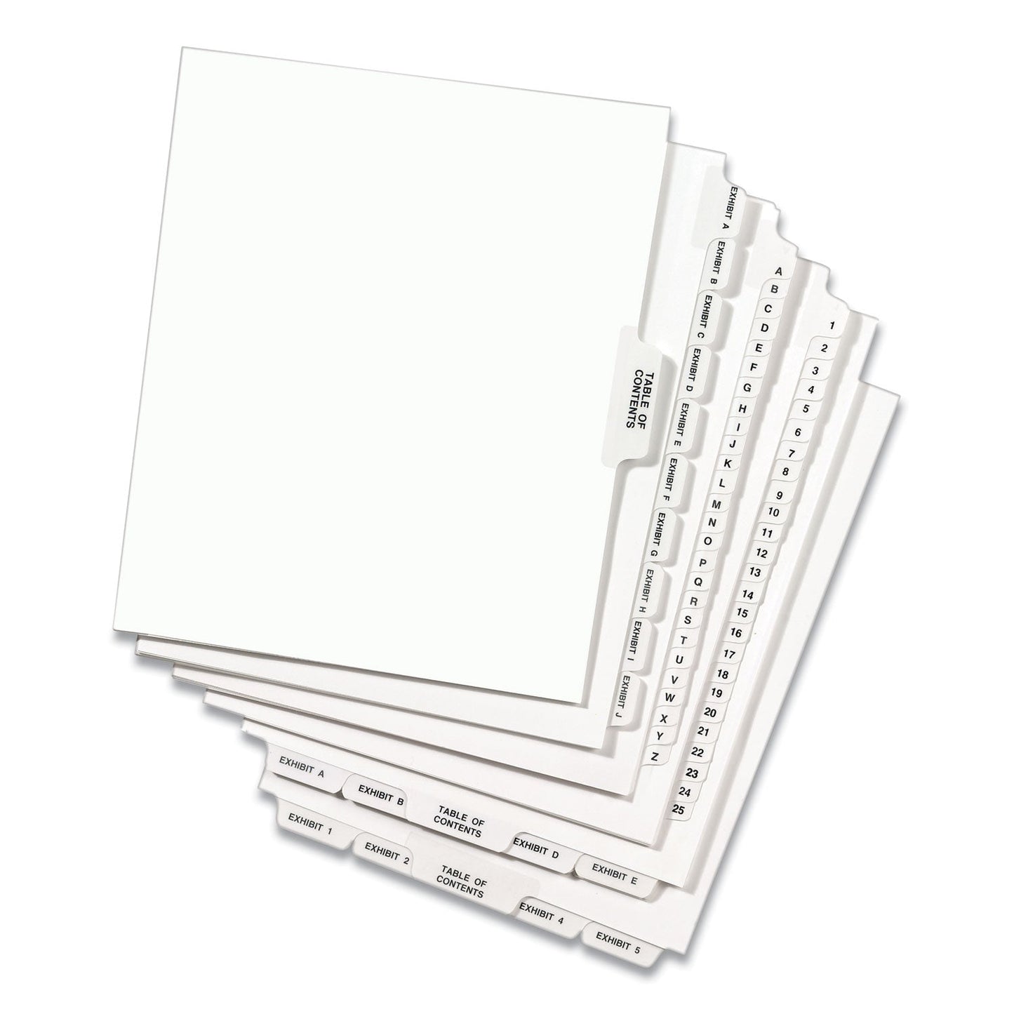Avery Preprinted Legal Exhibit Bottom Tab Index Dividers, Avery Style, 27-Tab, Exhibit A to Exhibit Z, 11 x 8.5, White, 1 Set