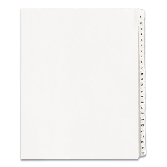 Avery Preprinted Legal Exhibit Side Tab Index Dividers, Allstate Style, 25-Tab, 1 to 25, 11 x 8.5, White, 1 Set, (1701)
