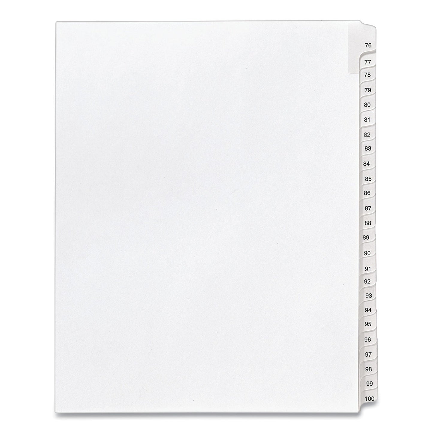 Avery Preprinted Legal Exhibit Side Tab Index Dividers, Allstate Style, 25-Tab, 76 to 100, 11 x 8.5, White, 1 Set, (1704)