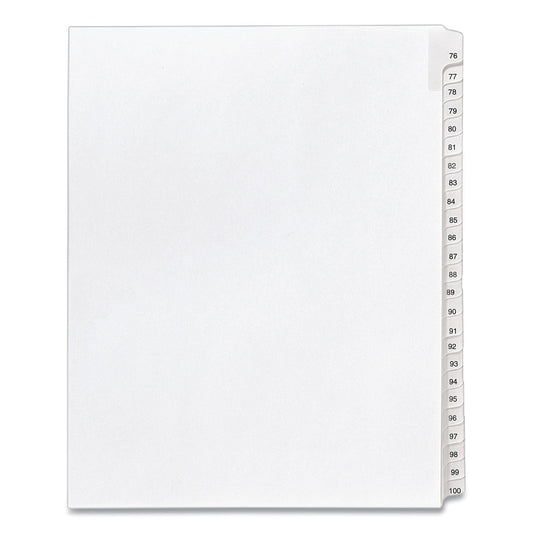 Avery Preprinted Legal Exhibit Side Tab Index Dividers, Allstate Style, 25-Tab, 76 to 100, 11 x 8.5, White, 1 Set, (1704)