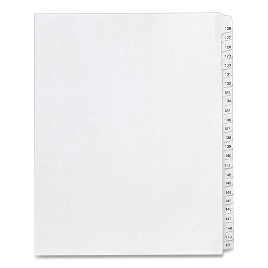 Avery Preprinted Legal Exhibit Side Tab Index Dividers, Allstate Style, 25-Tab, 126 to 150, 11 x 8.5, White, 1 Set, (1706)