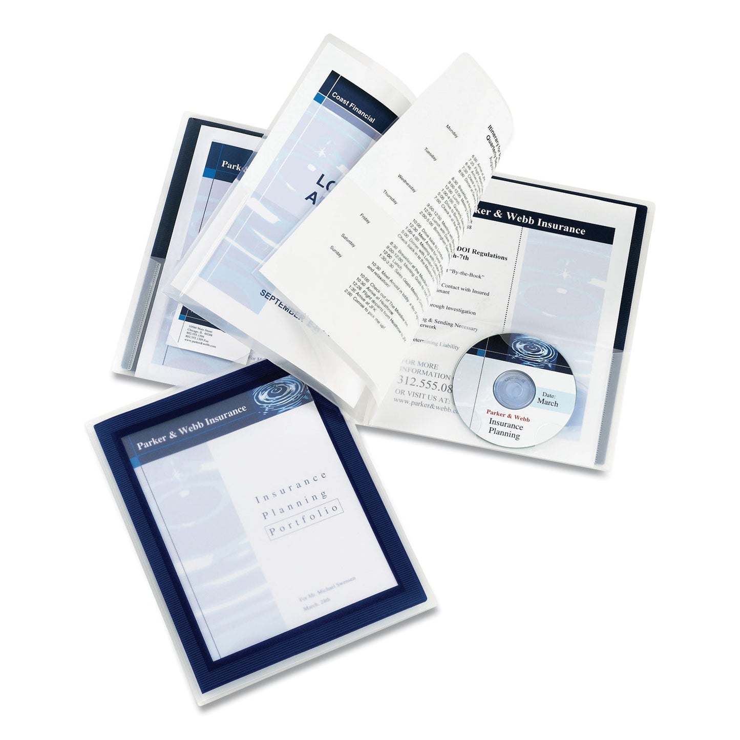 Avery Flexi-View Six-Pocket Polypropylene Organizer, 150-Sheet Capacity, 11 x 8.5, Translucent/Navy
