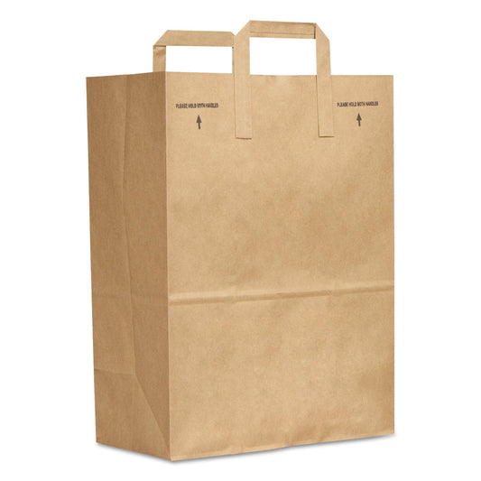 General Grocery Paper Bags, Attached Handle, 30 lb Capacity, 1/6 BBL, 12 x 7 x 17, Kraft, 300 Bags