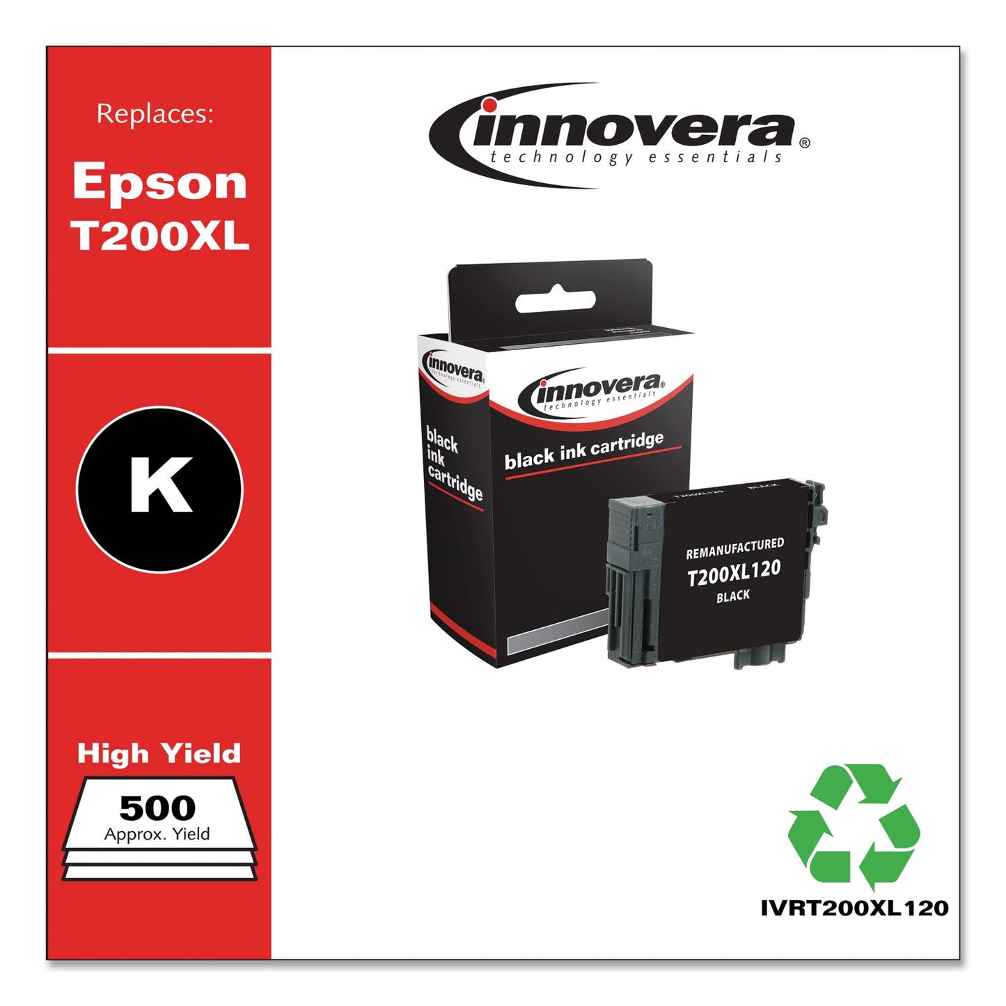 Innovera Remanufactured Black High-Yield Ink, Replacement for T200XL (T200XL120), 500 Page-Yield
