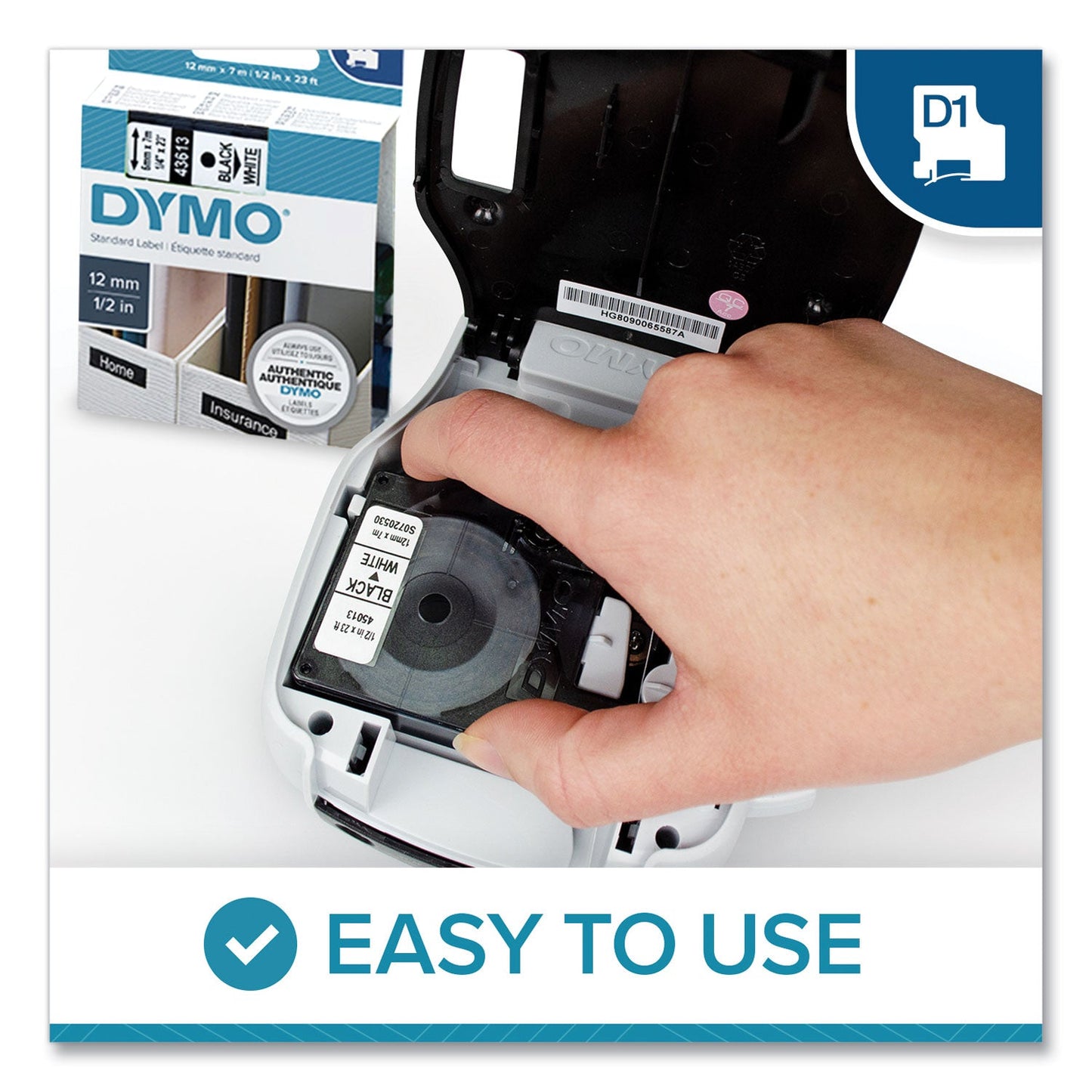 DYMO D1 High-Performance Polyester Removable Label Tape, 0.5" x 23 ft, Yellow