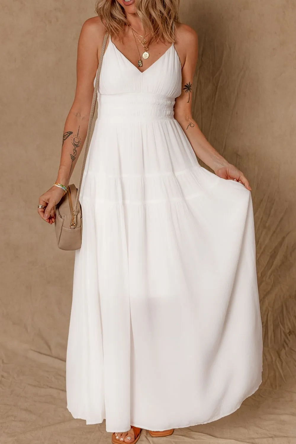 V-Neck High Waist Cami Dress