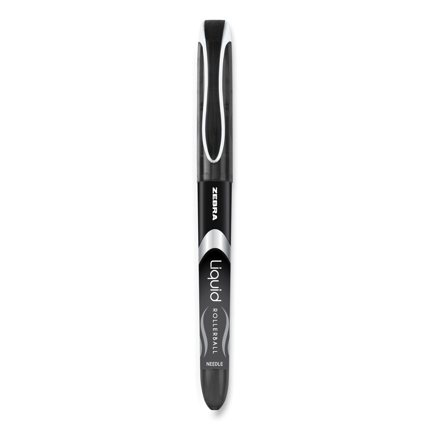 Zebra Liquid Ink Roller Ball Pen, Stick, Extra-Fine 0.5 mm, Black Ink, Black Barrel, 12/Pack