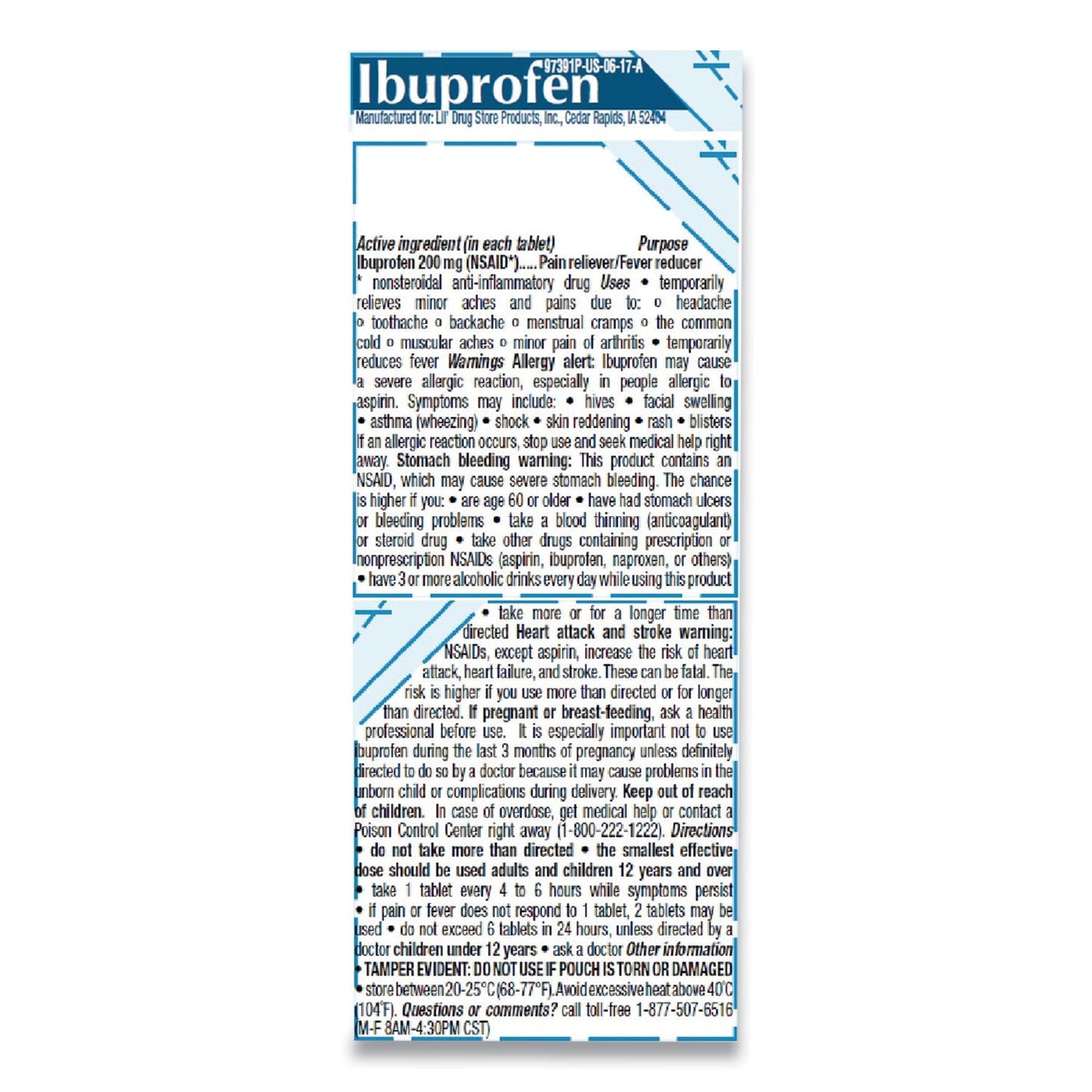 Lil' Drugstore Ibuprofen, 200 mg, Refill Pack, Two Tablets/Packet, 50 Packets/Box