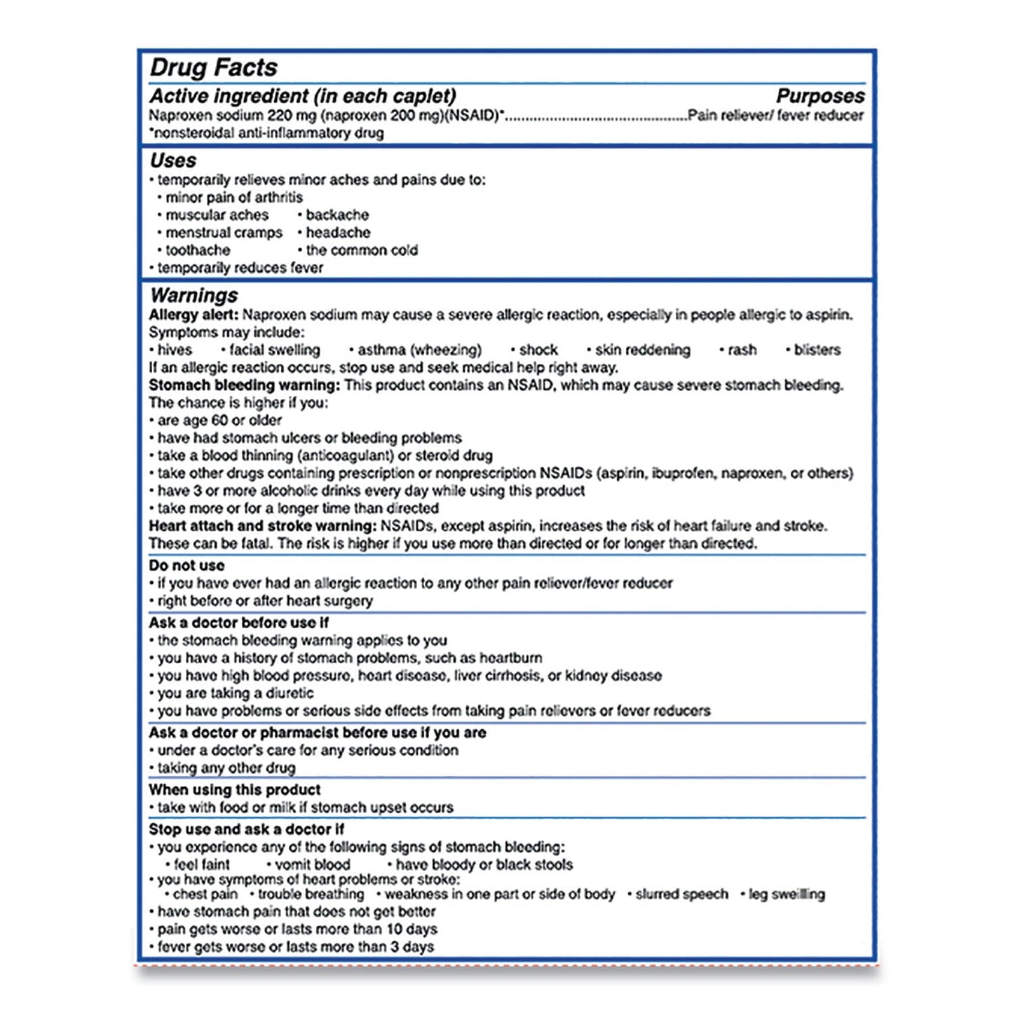 Aleve Pain Reliever Tablets, 50 Packs/Box