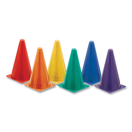 Champion Sports Indoor/Outdoor High Visibility Plastic Cone Set, Assorted Colors, 6/Box