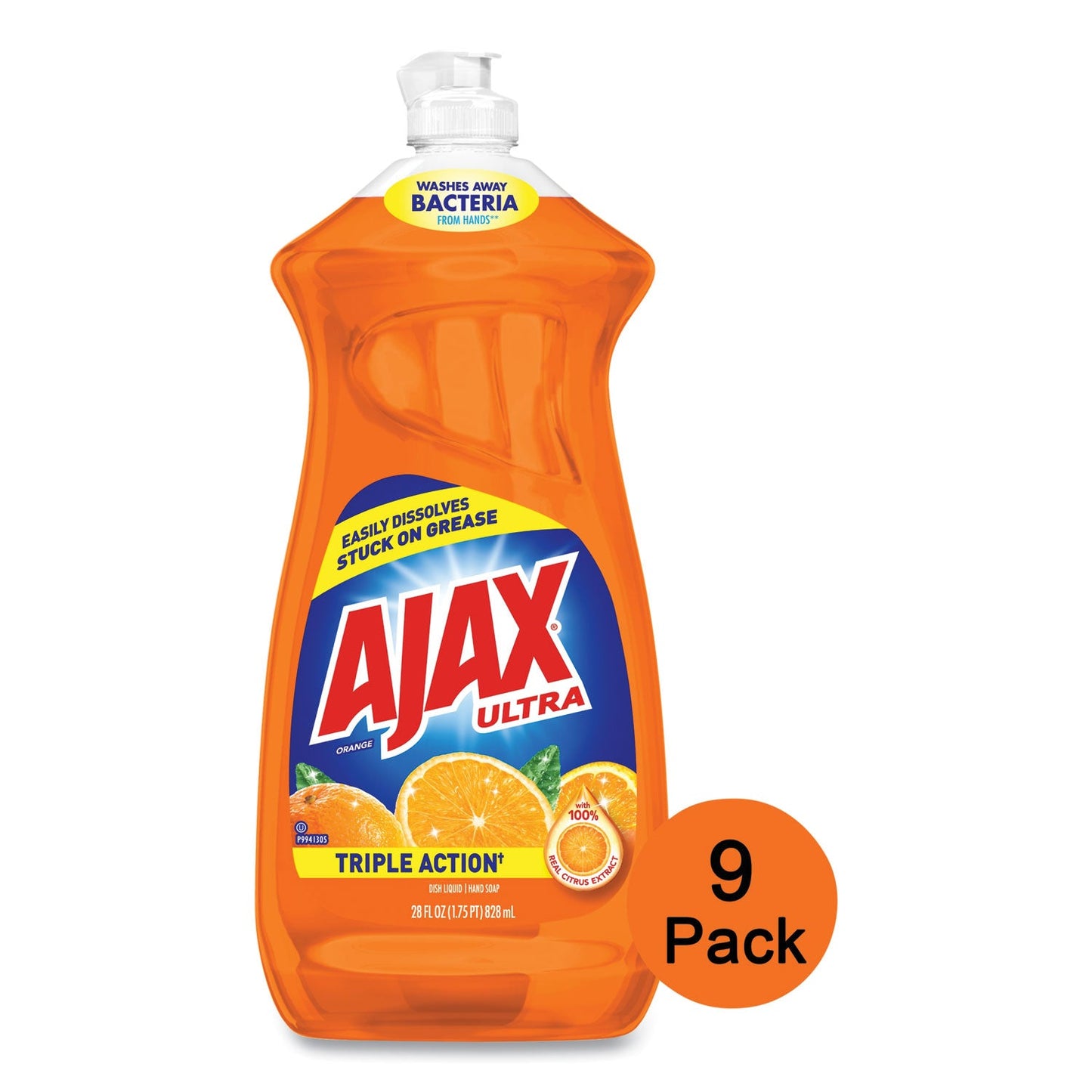 Ajax Dish Detergent, Liquid, Orange Scent, 28 oz Bottle, 9/Carton