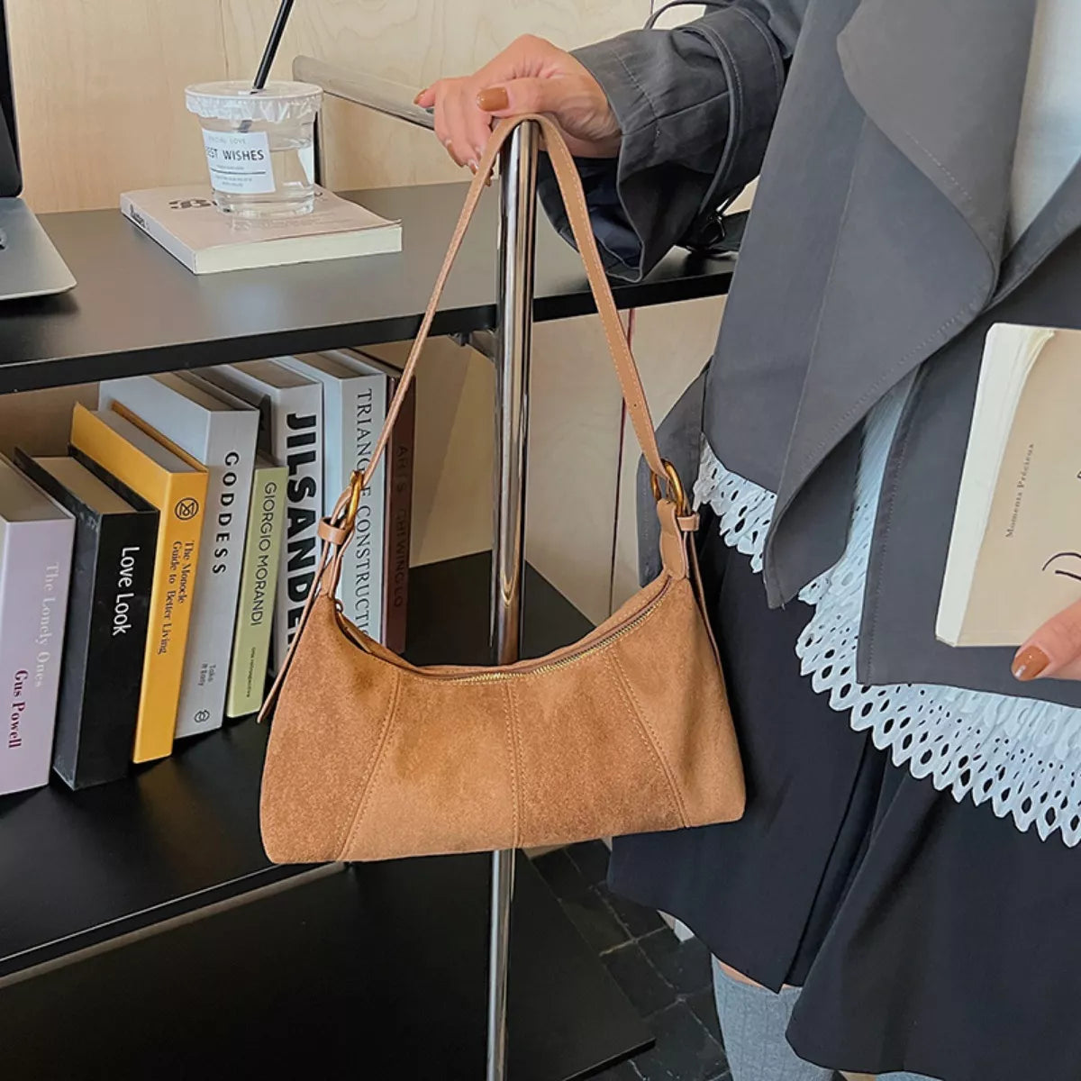 Lightweight Solid Color Shoulder Bag